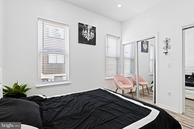 bedroom featuring light wood-type flooring