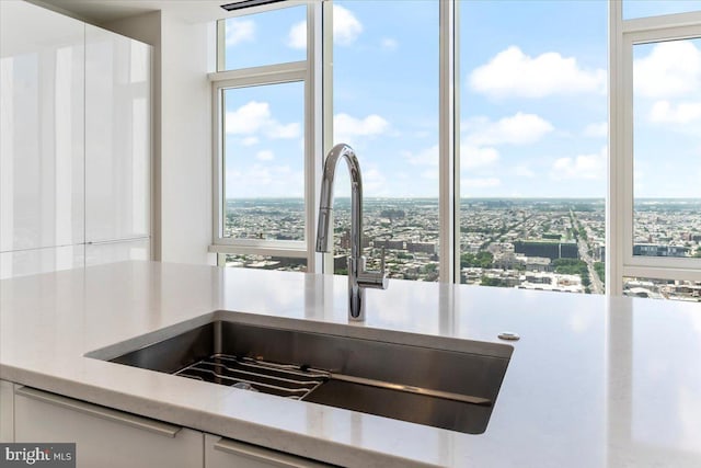 room details featuring white cabinetry and sink