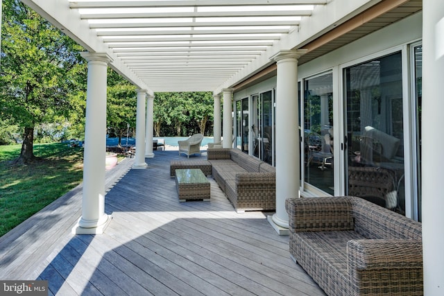 deck with a pergola