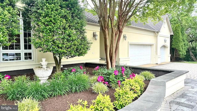 exterior space featuring a garage