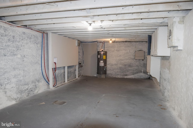 basement featuring water heater