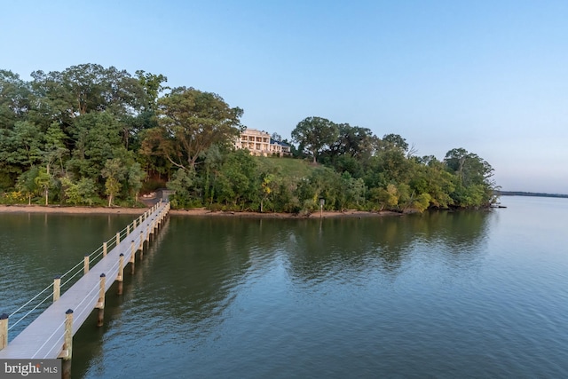 view of dock featuring a water view