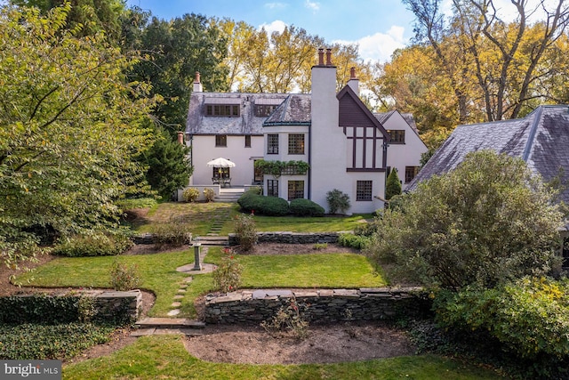 back of house featuring a yard