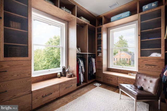 mudroom with hardwood / wood-style flooring