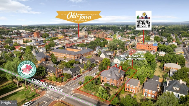 202 S Washington St, Winchester, VA 22601 - aerial overview of property's location featuring property boundaries highlighted