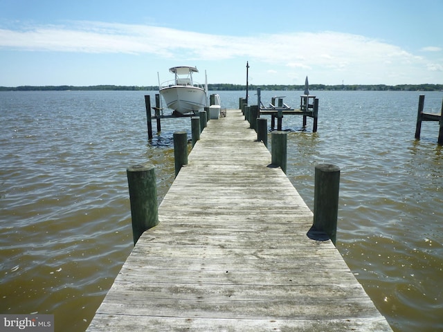 dock area featuring a water view