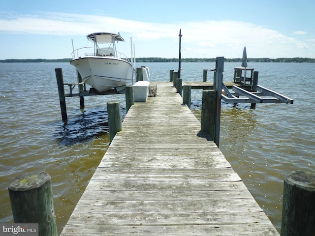 dock area featuring a water view