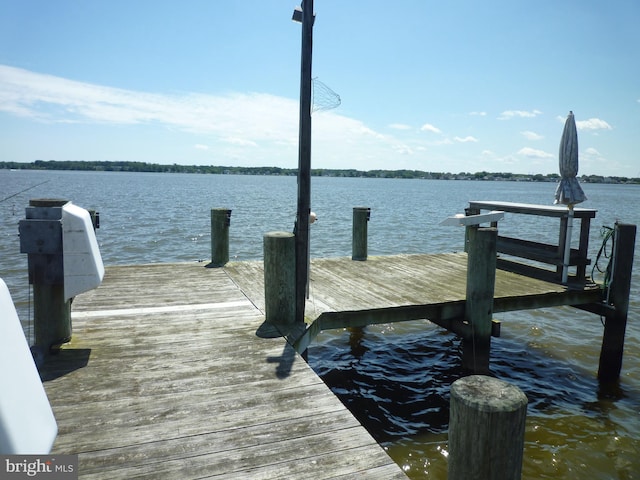 dock area featuring a water view