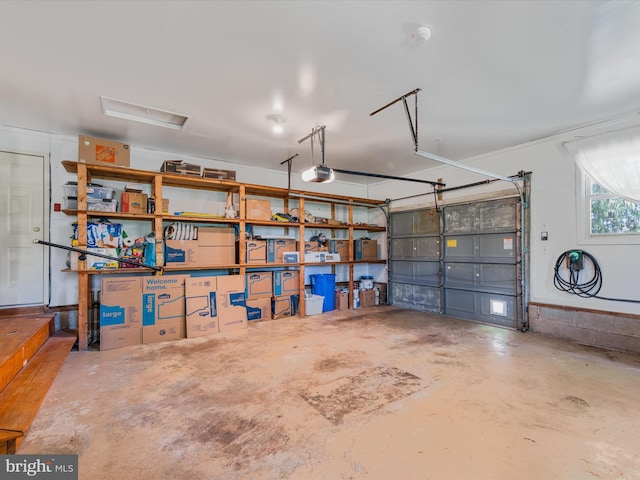 garage with a garage door opener