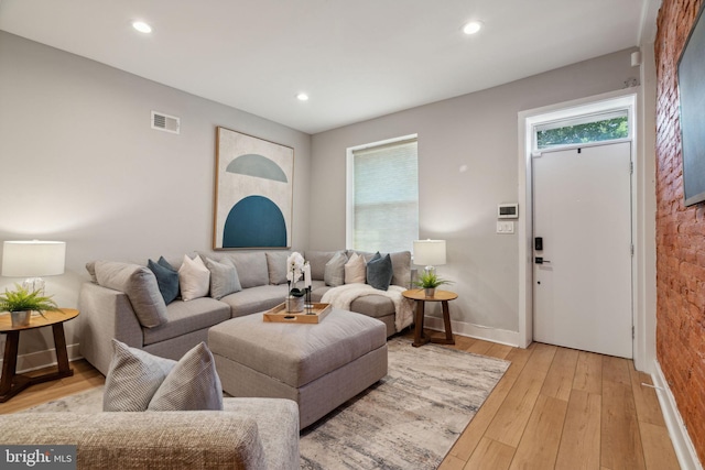 living room featuring light hardwood / wood-style floors