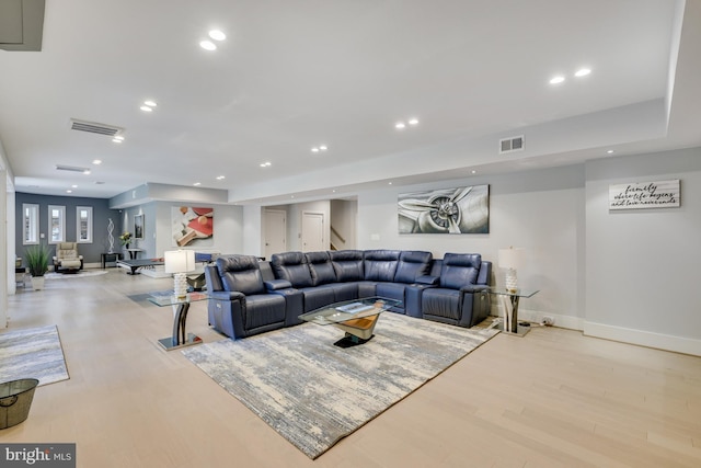 living room featuring light hardwood / wood-style floors