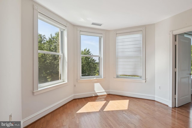 spare room featuring light hardwood / wood-style flooring