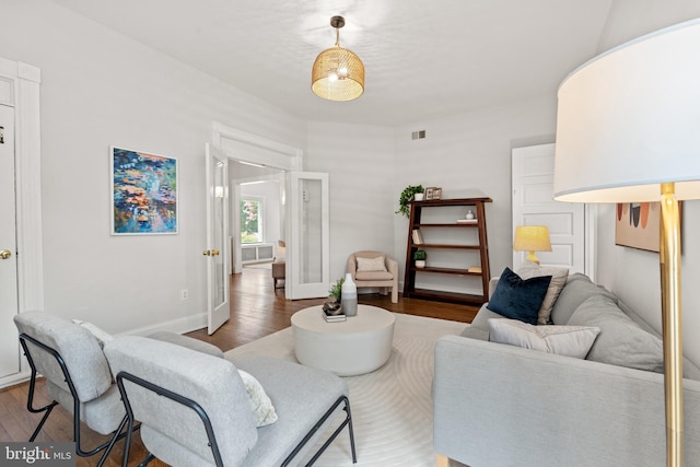 living room featuring wood-type flooring