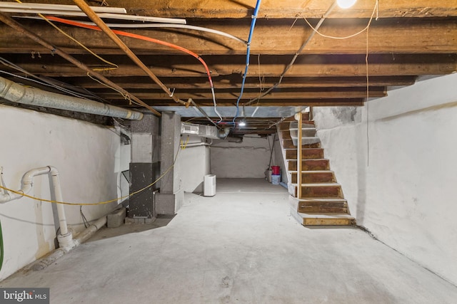 basement featuring heating unit