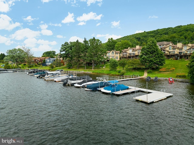 exterior space featuring a dock