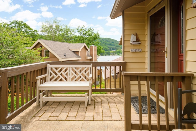 balcony featuring a mountain view