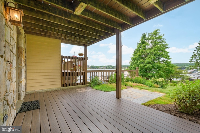 deck with a water view