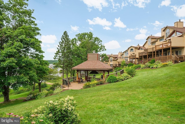 view of yard with a gazebo