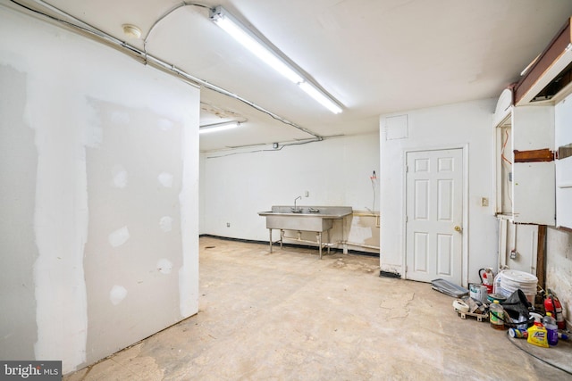 basement with sink