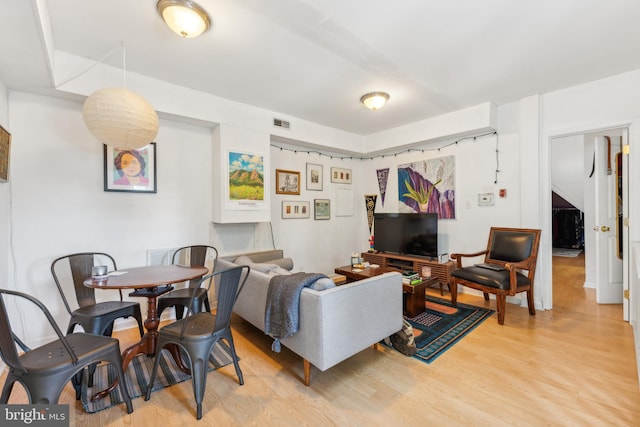 living room featuring light hardwood / wood-style floors