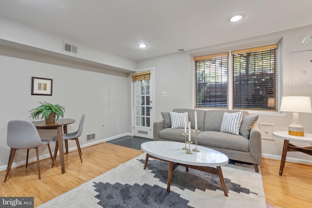 living room with wood-type flooring