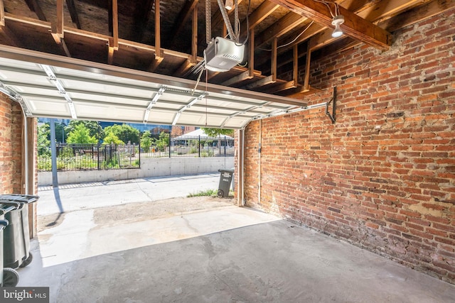 garage with a garage door opener