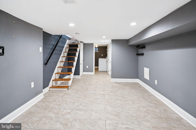 basement featuring washer / dryer