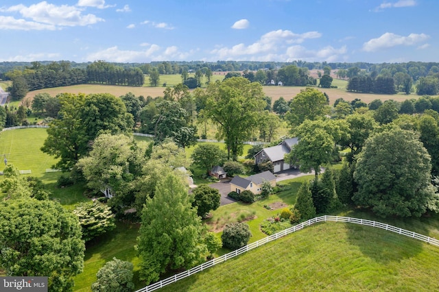 aerial view featuring a rural view