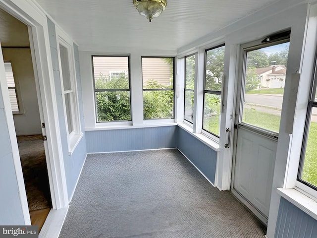 view of unfurnished sunroom