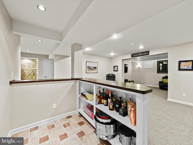 interior space featuring light tile patterned floors