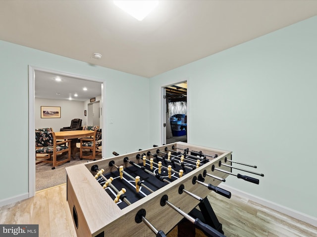 playroom with hardwood / wood-style floors