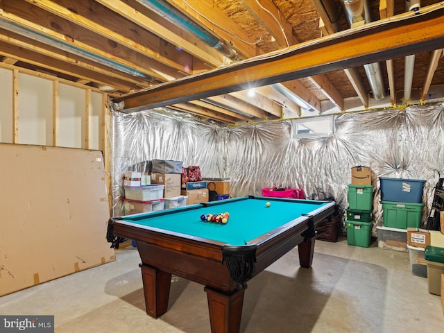 recreation room with billiards