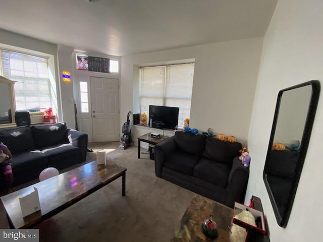 living room with carpet