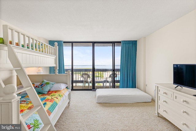 carpeted bedroom featuring access to outside and floor to ceiling windows