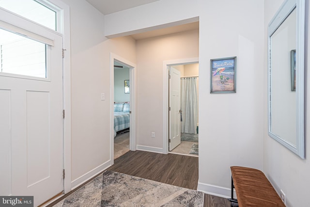 entrance foyer featuring dark hardwood / wood-style floors