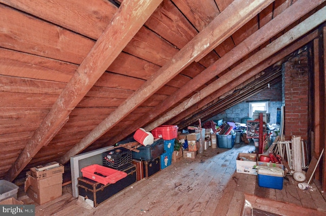 view of unfinished attic