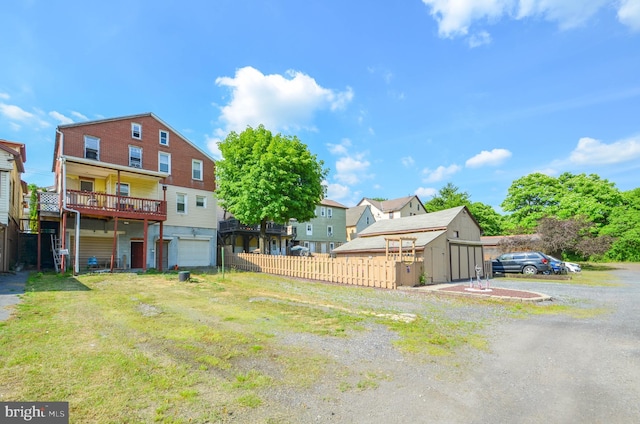 view of yard featuring a garage