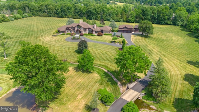 drone / aerial view with a rural view