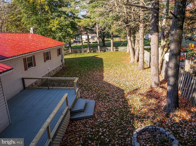 view of yard featuring a deck