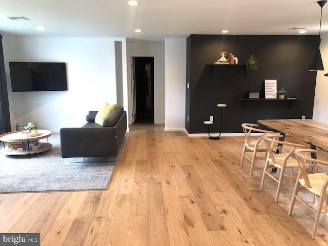 living room featuring light hardwood / wood-style floors