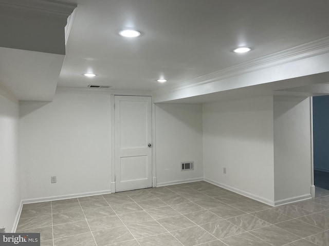 basement featuring ornamental molding