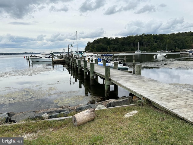 view of dock featuring a water view