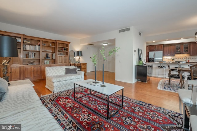 living room featuring light hardwood / wood-style floors