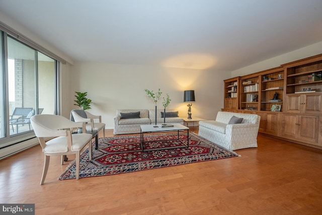 living room featuring light hardwood / wood-style flooring and a healthy amount of sunlight