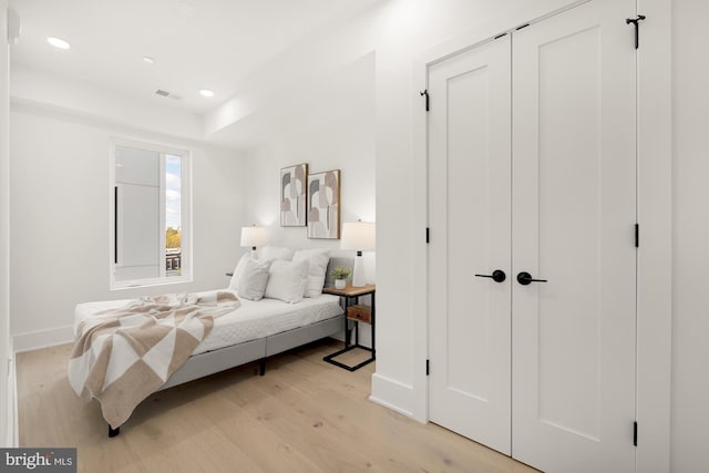 bedroom featuring light hardwood / wood-style flooring