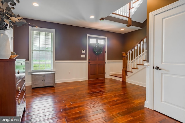 entrance foyer featuring dark wood-type flooring