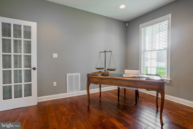 office featuring hardwood / wood-style flooring