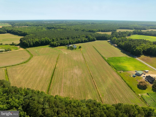 birds eye view of property featuring a rural view