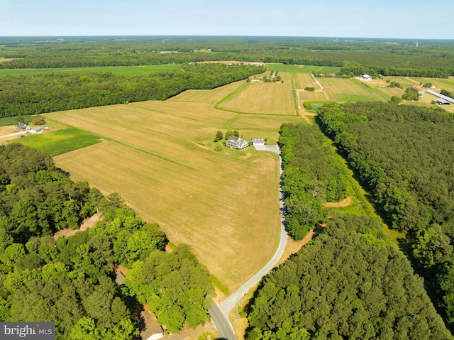 aerial view with a rural view