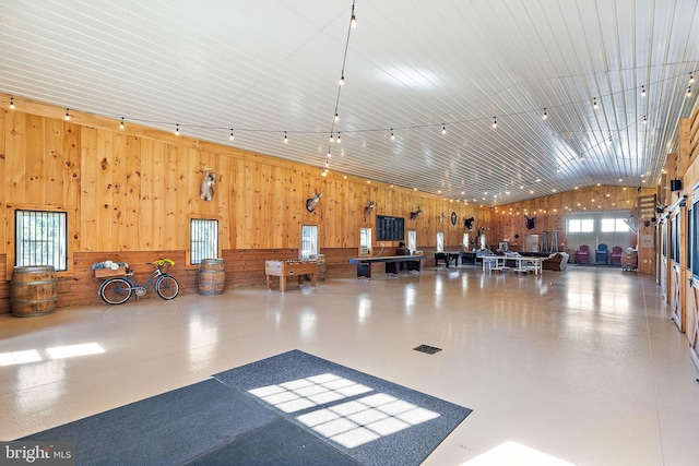 interior space featuring wood walls and a wealth of natural light